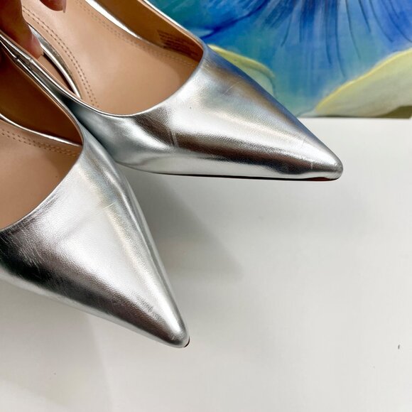 Steve Madden Stefani Metallic Slingback Pump in Silver Size 8 - Picture 8 of 16